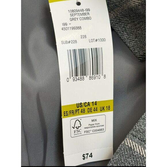 Evan Picone Black Label NWT Grey Plaid Blazer Sze 14 Formal Career Office Classy - Picture 8 of 11